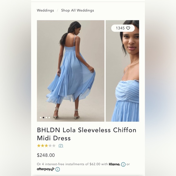 BHLDN Lola chiffon blue bridesmaid dress - Picture 2 of 4